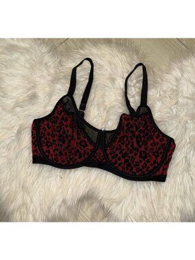 Modern Movement F52BM417 Limited Edition Unlined Retro Bra Animal Print 34D Red